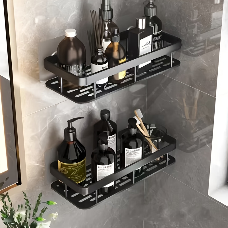 

1pc Multi-functional Bathroom Corner Shelf - No-drill Wall Mounted Storage Rack For Shampoo, Cosmetics & More