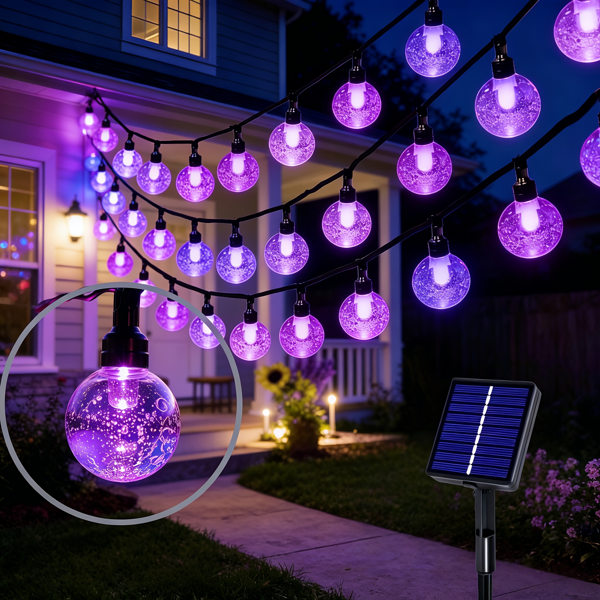 TEMU New Upgraded Solar Sleeve Bubble Ball Ink Green Line, Outdoor Light String, Ip65, Fairy Lamp, Bubble String Lamp, 8 Lighting , Suitable For