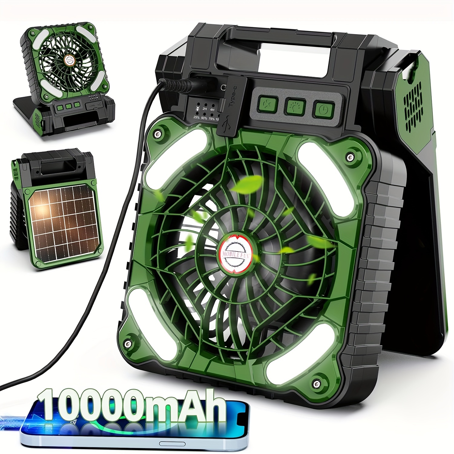  Night Cat Camping Fan with LED Lantern, Tent fan with