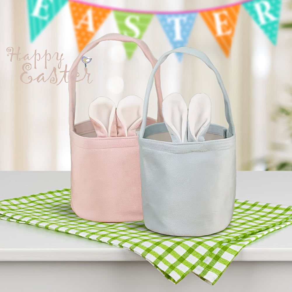 

Set Of 2/3 Easter Bunny Tote Gift Bags, Bunny Ear Storage Baskets For And Candy, Decorative Party Bunny Tote Buckets.