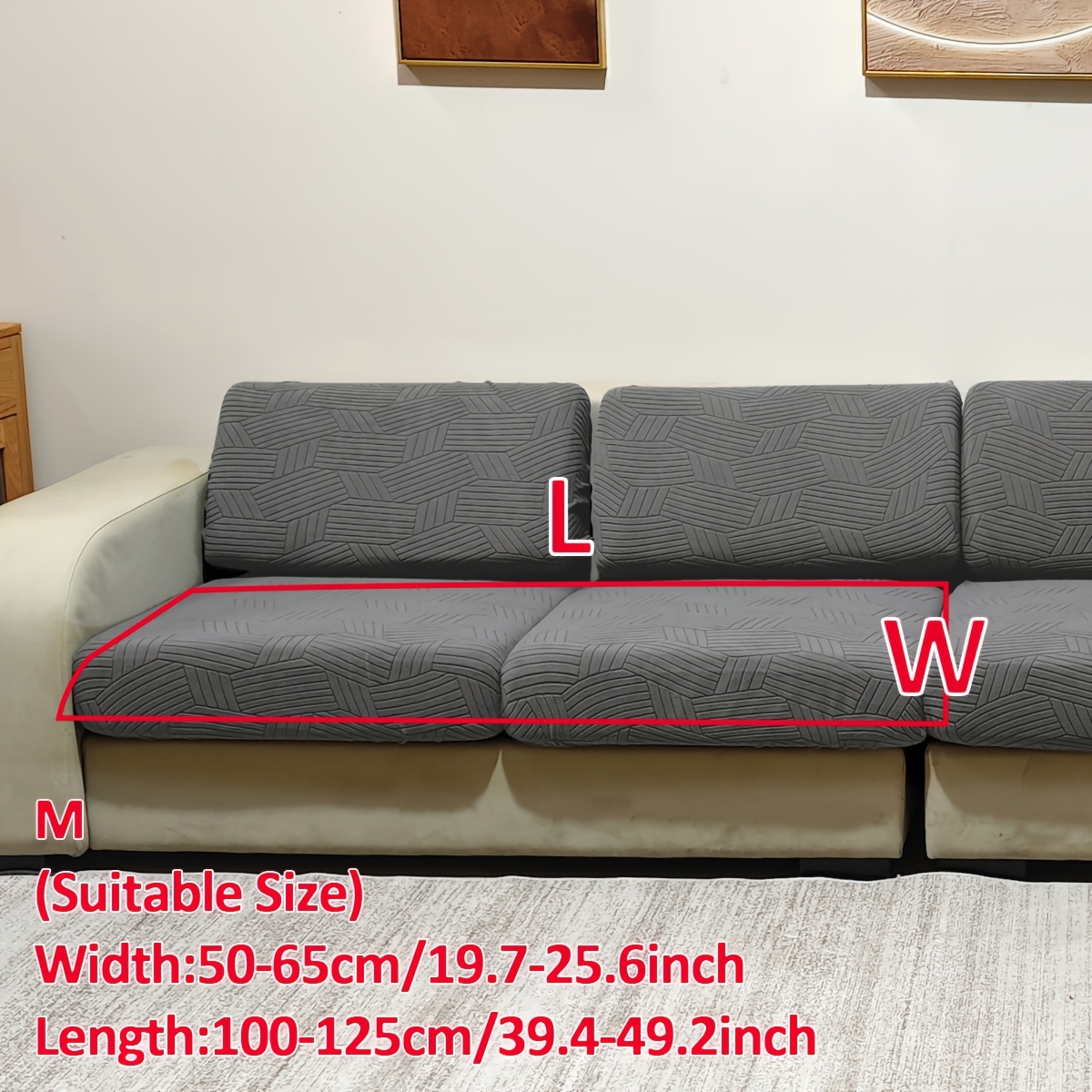 TEMU Surf Jacquard L-shaped Sofa Cushion Cover, Solid Color Stretchable Removable Semi-enclosed Sofa Cushion Cover, Indoor Living Room Sofa Cushion