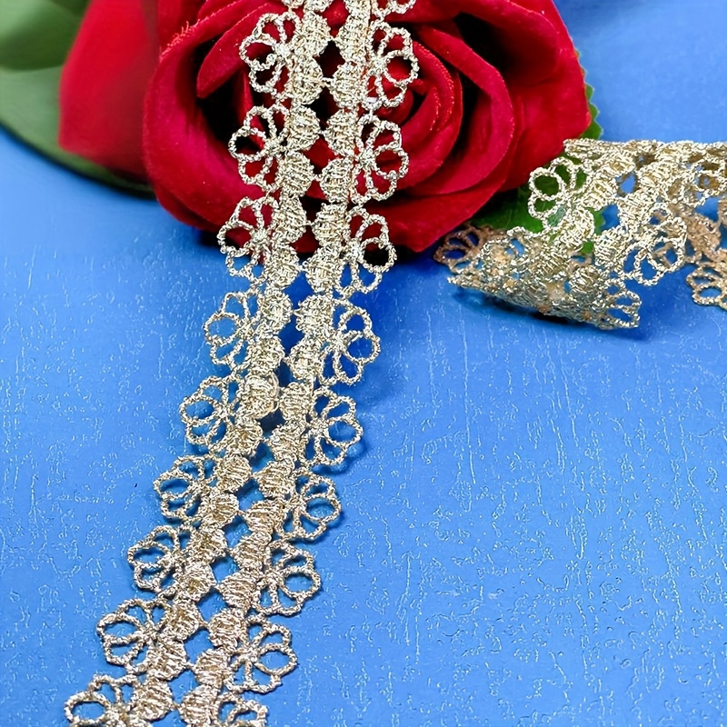 Image of Golden Double-sided Lace, Embroidered Decorative Lace, Suitable For Clothing, Hats, Home Goods, Craft Decoration