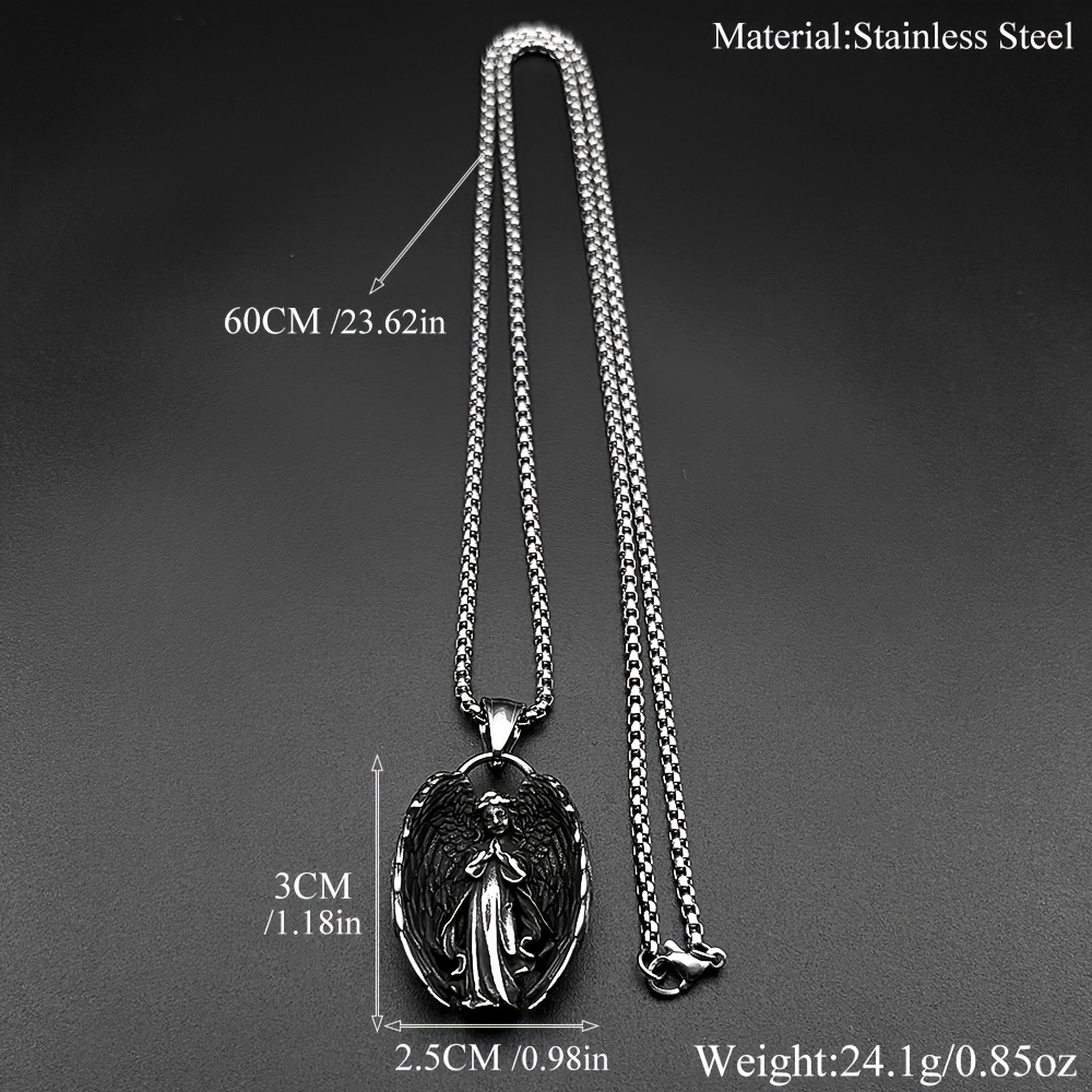 Men's Vintage Guardian Angel Wings Pendant Necklace