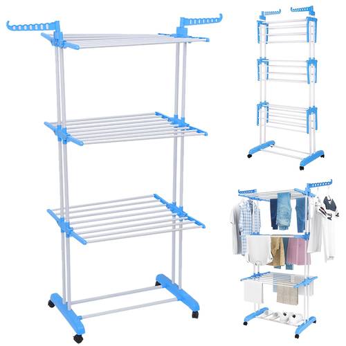 3 tier foldable clothes airer folding hanger drying rack multi functional stand drying racks