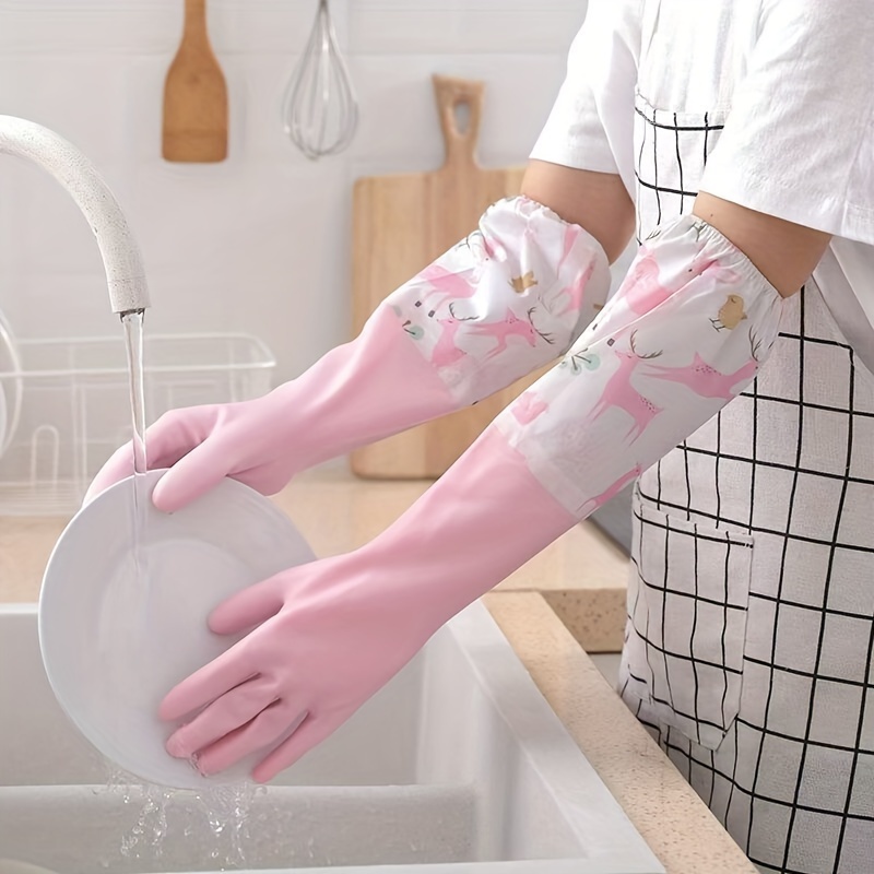 silicone cleaning gloves extended length water resistant   lead free for kitchen bathroom car wash household duties   multi purpose cleaning tools essential for home thanksgiving gift details 8