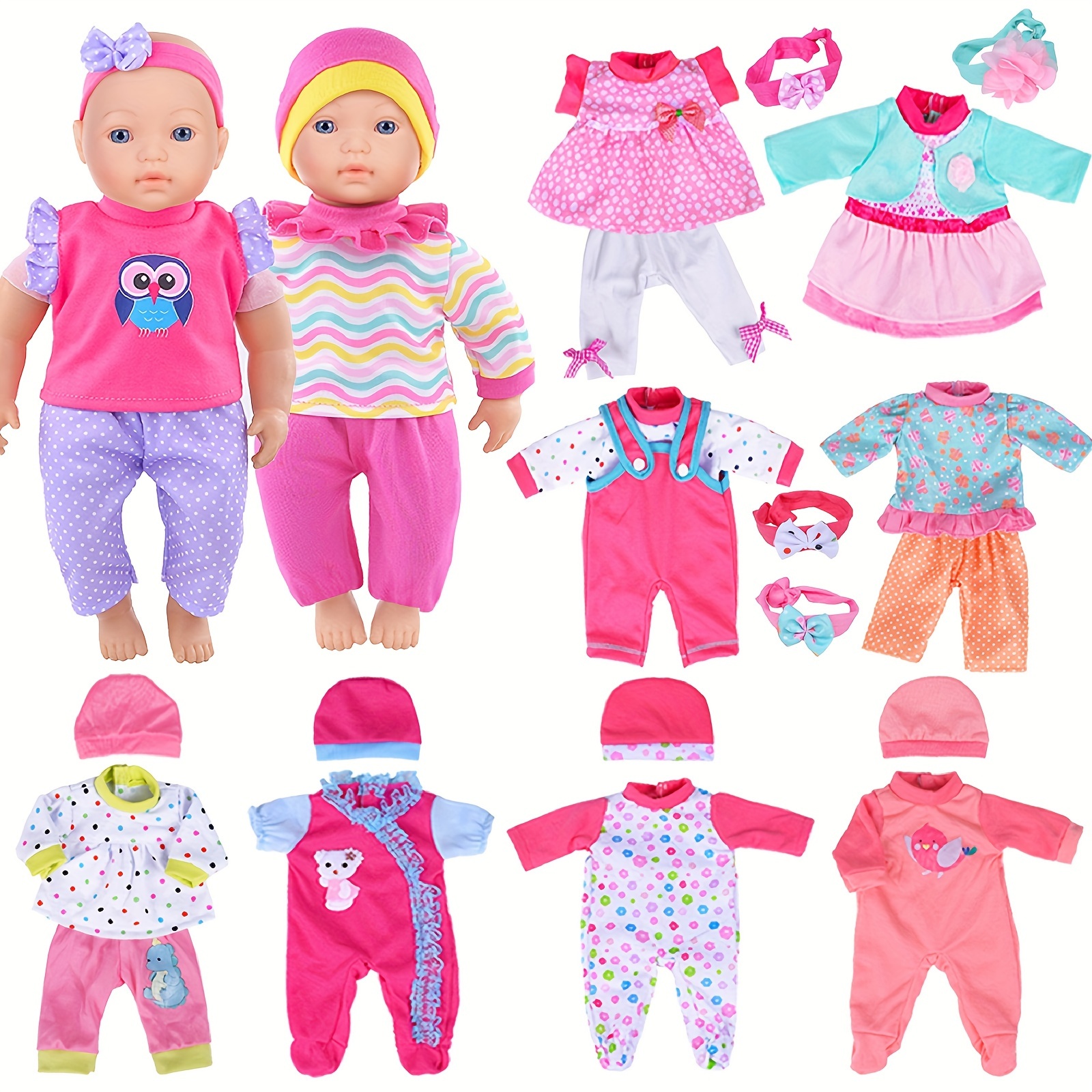 

10 Sets Baby Doll Playtime Outfits Clothes Hat Headband Fits For 10 Inch Baby Dolls 12 Inch New / Baby Dolls 14 Inch Dolls (no Doll)