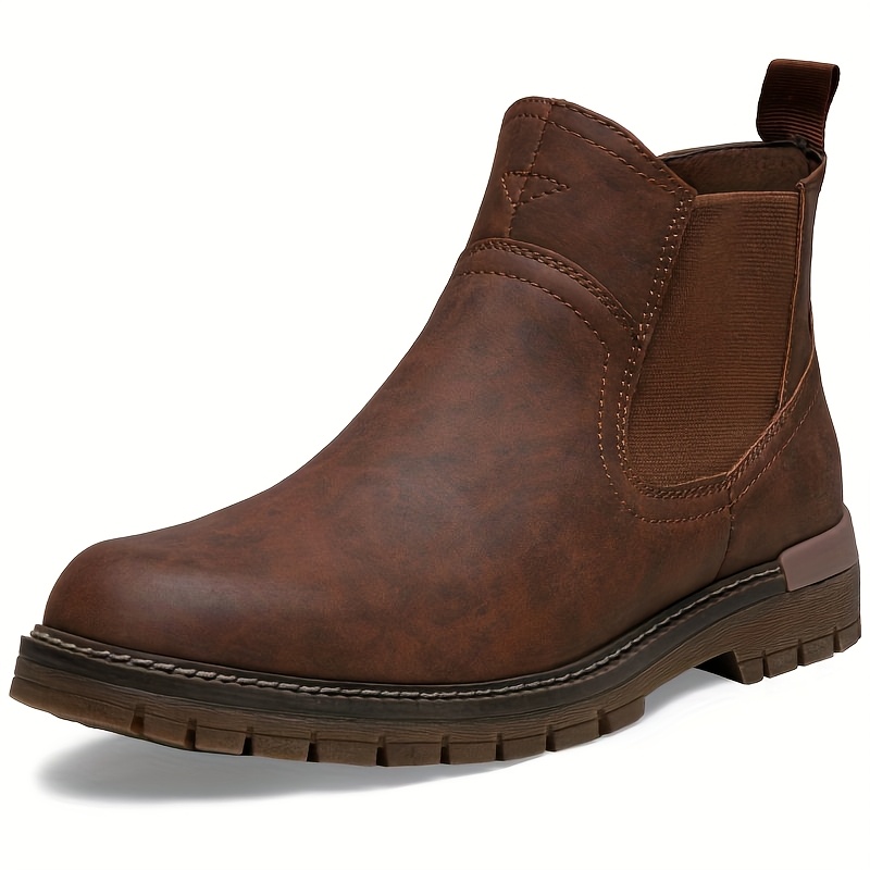 TEMU Boots Men Casual Boots Fashion Slip On Boots Ankle Dress Boots For Men