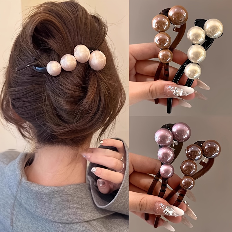 

3pcs Elegant Pearl Decorative Hair Clips Vintage Clips Barrettes For Women And Daily Use