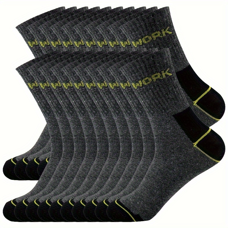 

20 Pairs Of Men's Mid-calf Socks, Breathable Long Socks, Solid Color, Sports And Casual Men's Socks