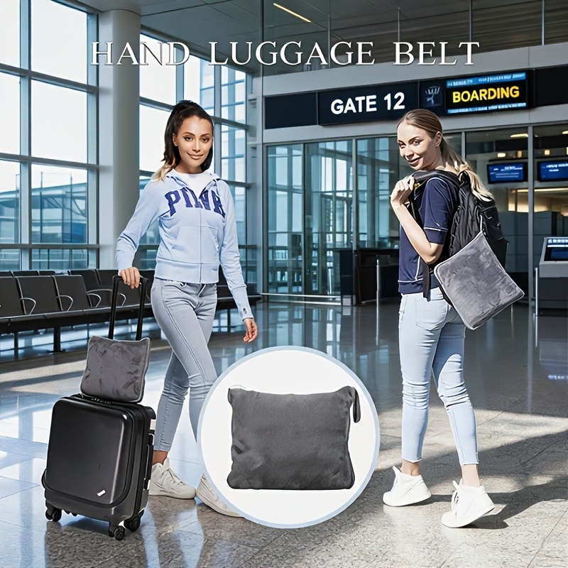 Airplane Travel Blanket with Carrying Bag, 2-in-1 Compact Pillow & Blanket, Soft Flannel Throw for Travel, Car, Office, Airplane Essentials