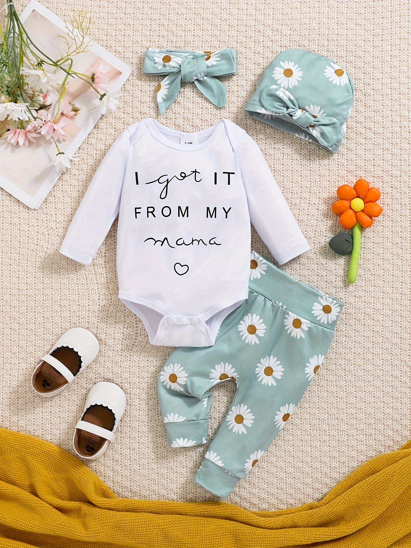 newborn baby girl clothes set white ruffle long-sleeve pants