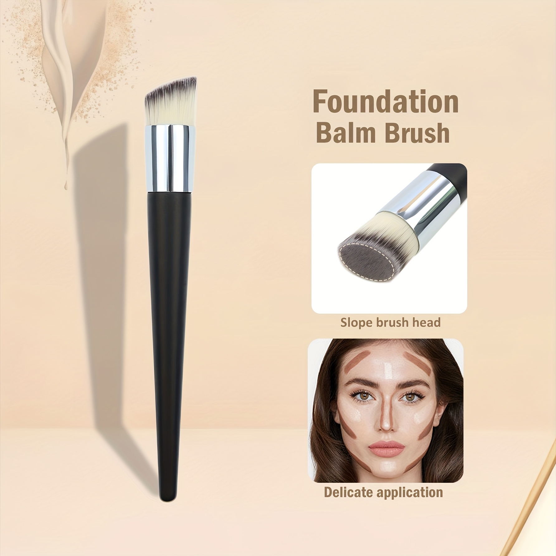 [] Professional Kabuki Makeup Brush For Bb Cream & Liquid Foundation - Angled Top, Dense Synthetic Bristles, Ergonomic Handle, Multi- Tool For Flawless Application