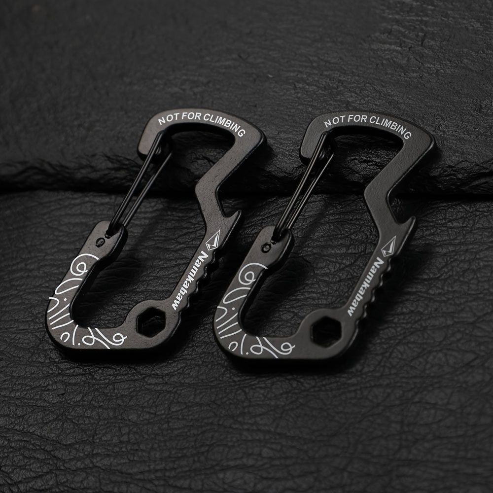 TEMU 2pcs Multifunctional Keychain | Aluminum Alloy Camping Keyring For Hiking, Fishing Gear, Backpacks, And Dog Leash - Ideal For Travel, Outdoor