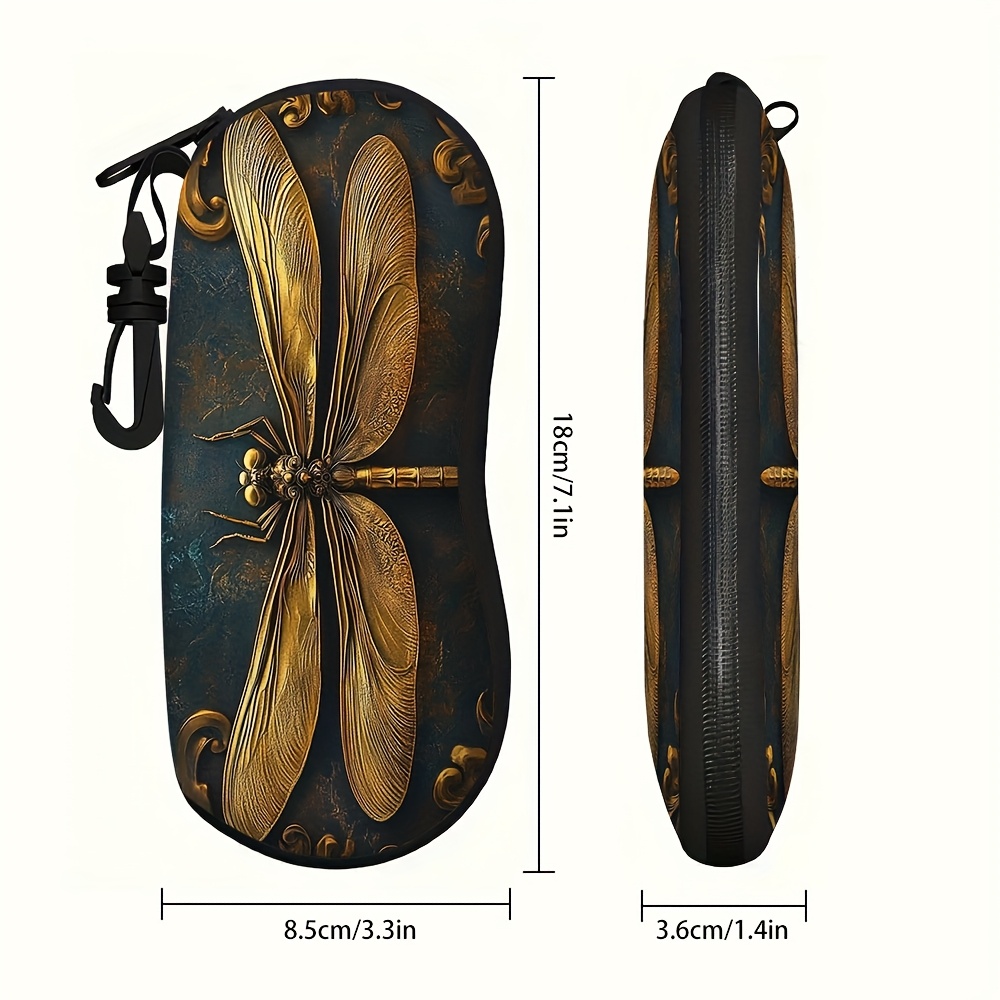 E-shop Libellen Brillenetui, Polyester, für Unisex-Design für alle modischen Brillen, -Funktionale Reiseaccessoire-Tasche, Auffälliges Musterdesign,