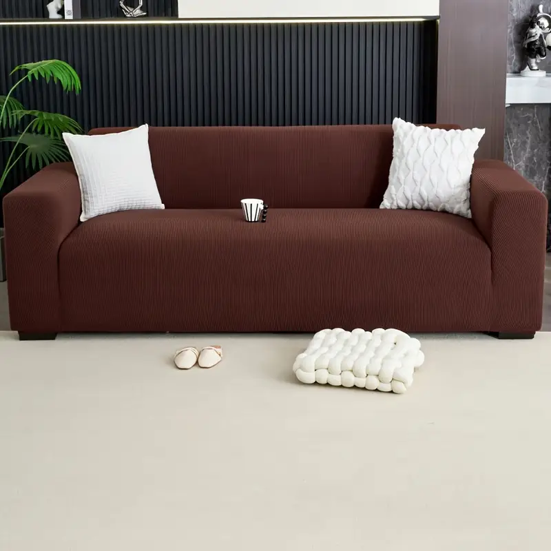 1pc stretchy all over sofa cover non slip pet friendly machine washable modern jacquard design for office living room decor green office decor modern sofa cover elastic closure sofa covers Product details 2