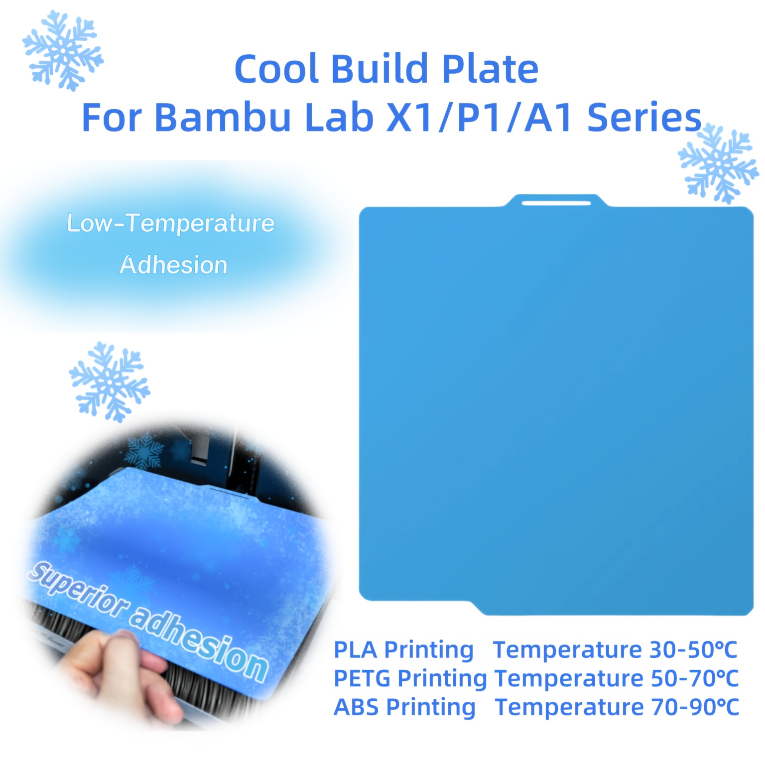 build plate for   p1s p1p x1c x1e a1 3d printers cold plate room temperature printing double sided textured sheet 257x257mm Product details 0
