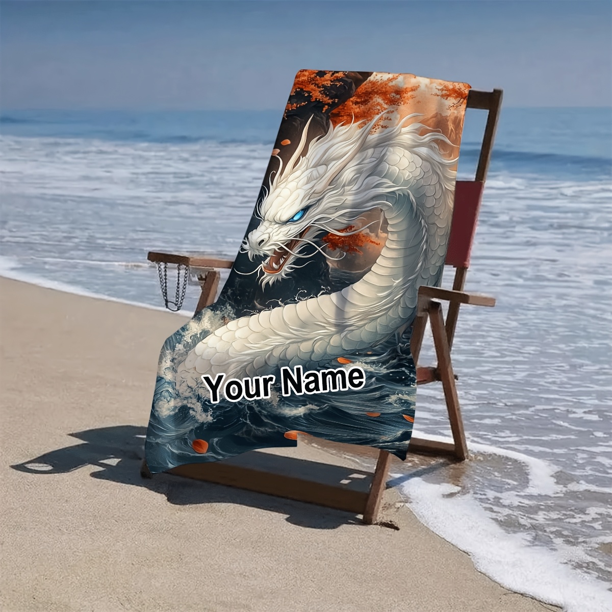TEMU 1 Customizable Beach Towel, Personalized With Name, 