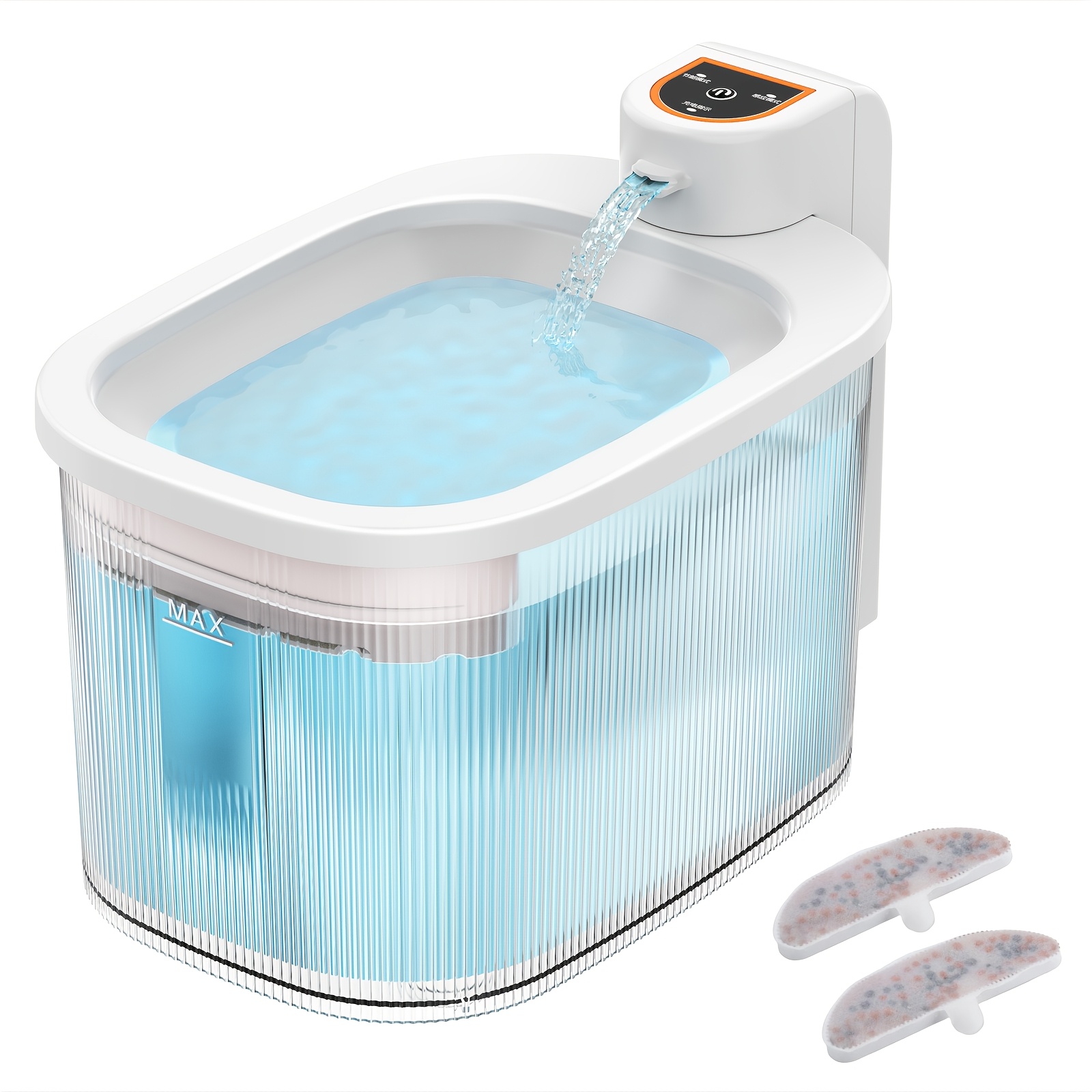 TEMU Fontaine à eau automatique pour chat, grande capacité de 2,5L/84Oz, fil avec détecteur de mouvement intelligent, batterie intégrée de 5000Mah,