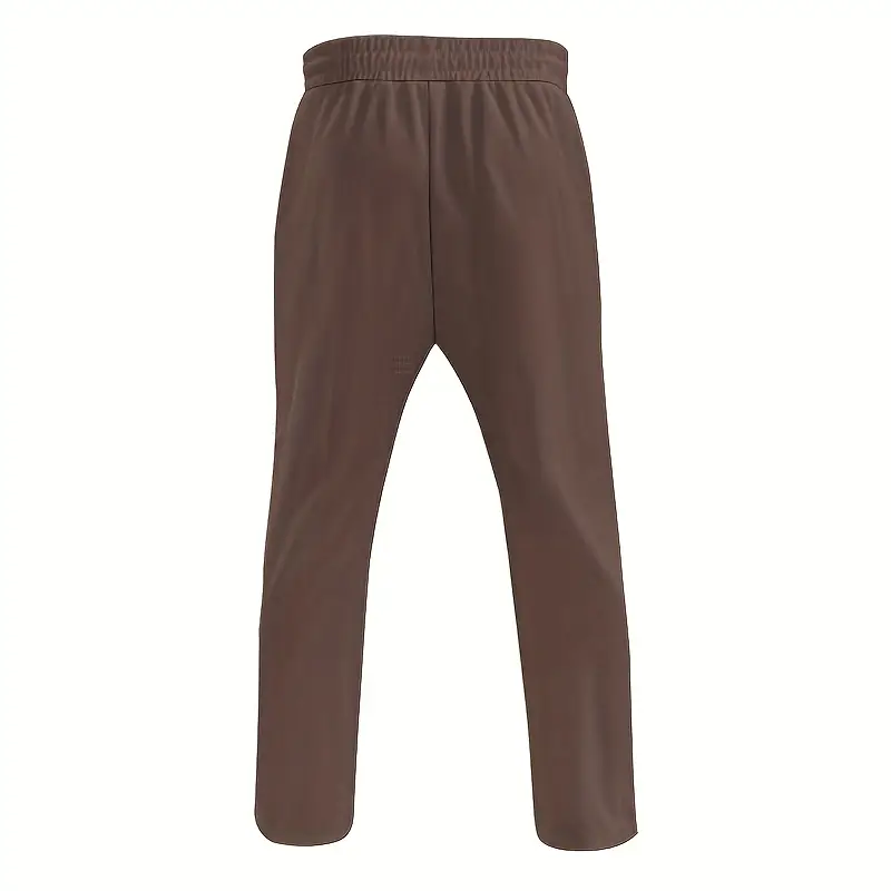 2025 autumn new khaki brown color block minimalist pattern mens casual sportswear set fashion trendy half zip crew neck pullover long sleeve tee athletic leisure joggers for daily wear sports walking commuting Product details 5