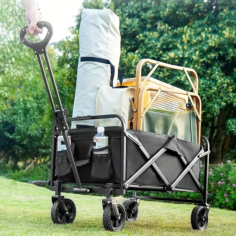 1pc heavy duty folding utility wagon collapsible garden cart with all terrain tires multipurpose for grocery camping garden beach no electricity needed no battery required details 3