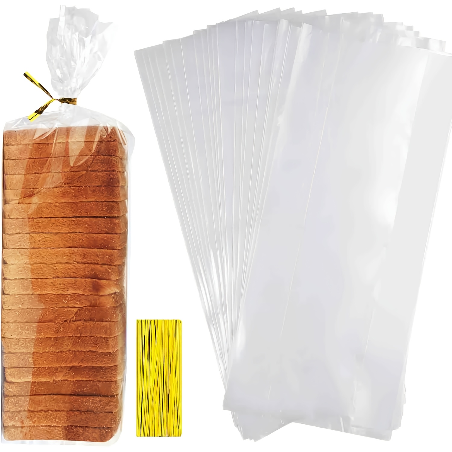 TEMU Bread Bags, 30 Pack Plastic Bread Bags With Ties For Homemade Bread, Clear Bagel Sandwich Bags, Bread Loaf Bags For Bakery Owners Use