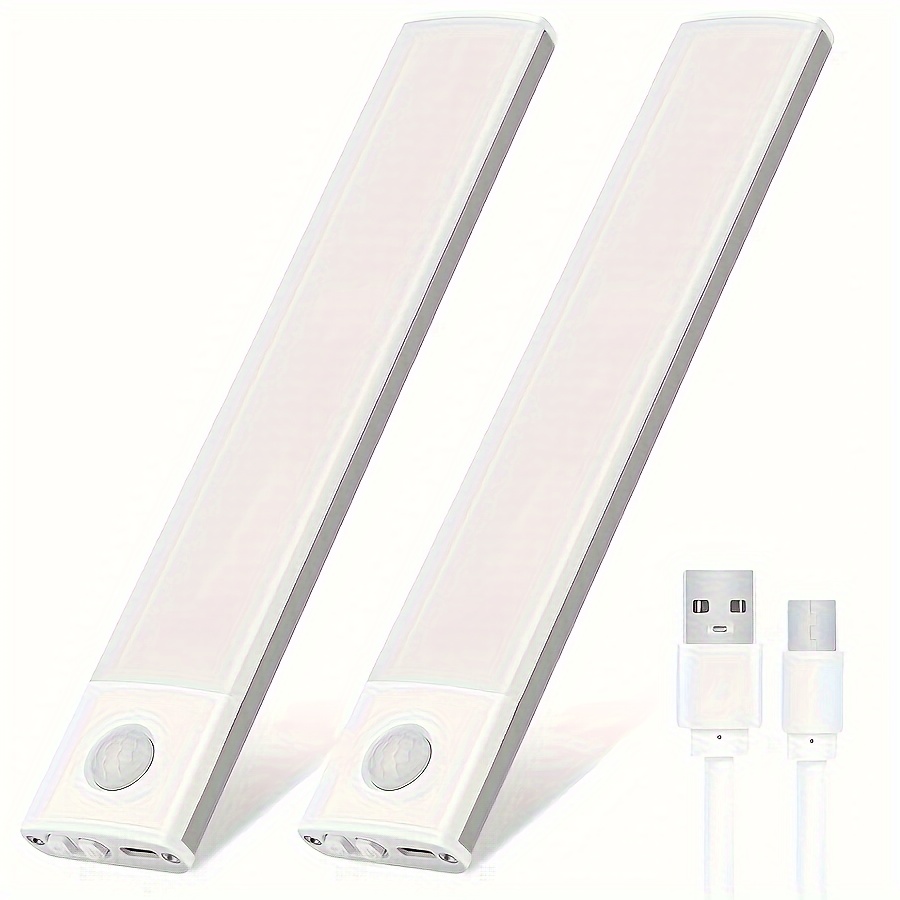 2pcs ultra thin smart led light strips magnetic rechargeable with motion sensor for kitchens cabinets closets more usb powered polished   details 0