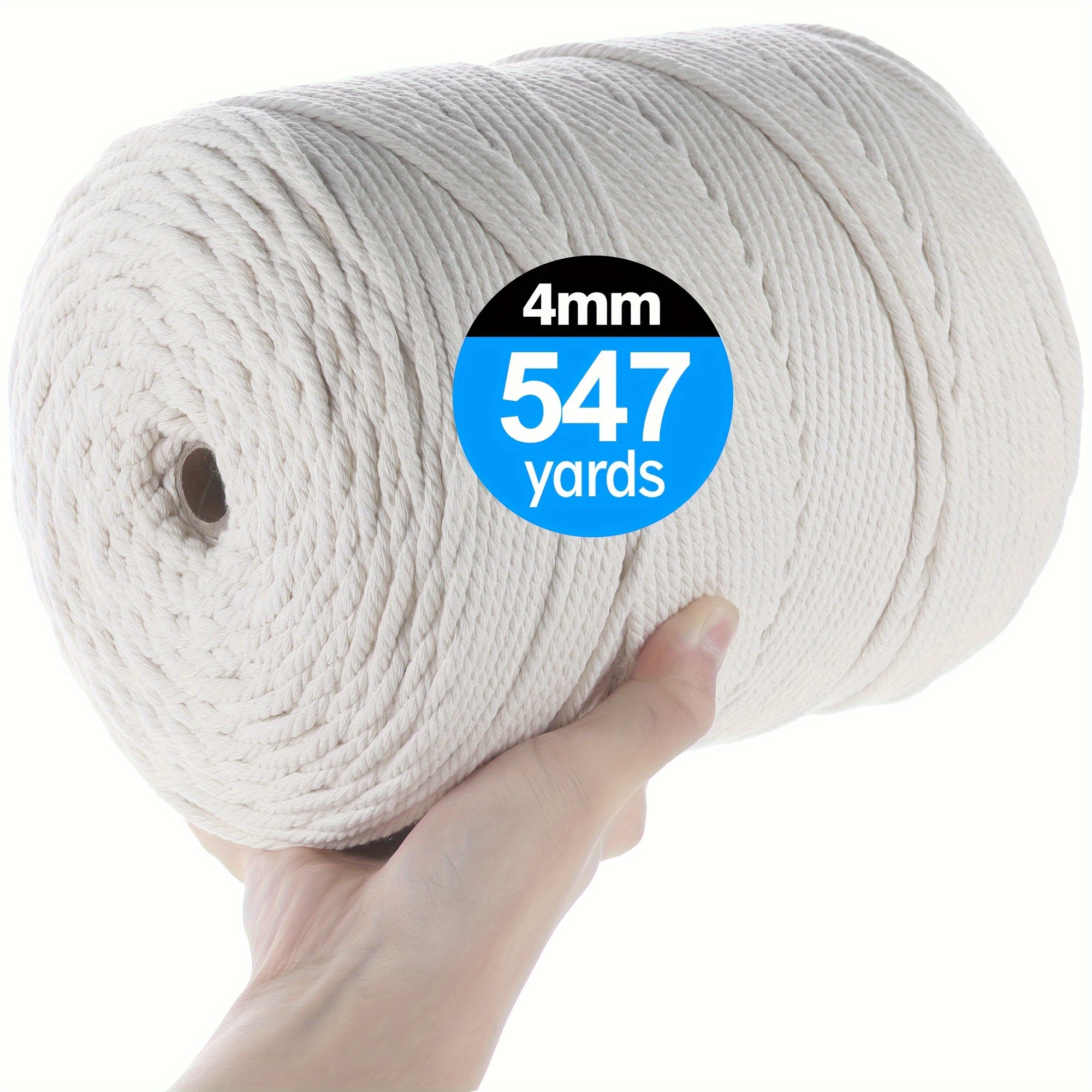 Image of 1-spool 4mm Lace Thread - 4-strand Twisted Cord (547 Yards/500 Meters) For Crochet, Knitting, Macramé - Diy Craft Rope Catchers, Plant Hangers, Wall Hangings - Continuous Length, /