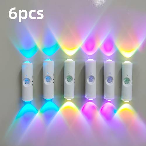 2/3/6 stück rgb smart sensor wandleuchte, usb wiederaufladbares bewegungssensor nachtlicht mit dimmbarer led, auto /aus, play, magnetische montage weiße moderne wandlampe für schlafzimmer, flur, treppenhaus