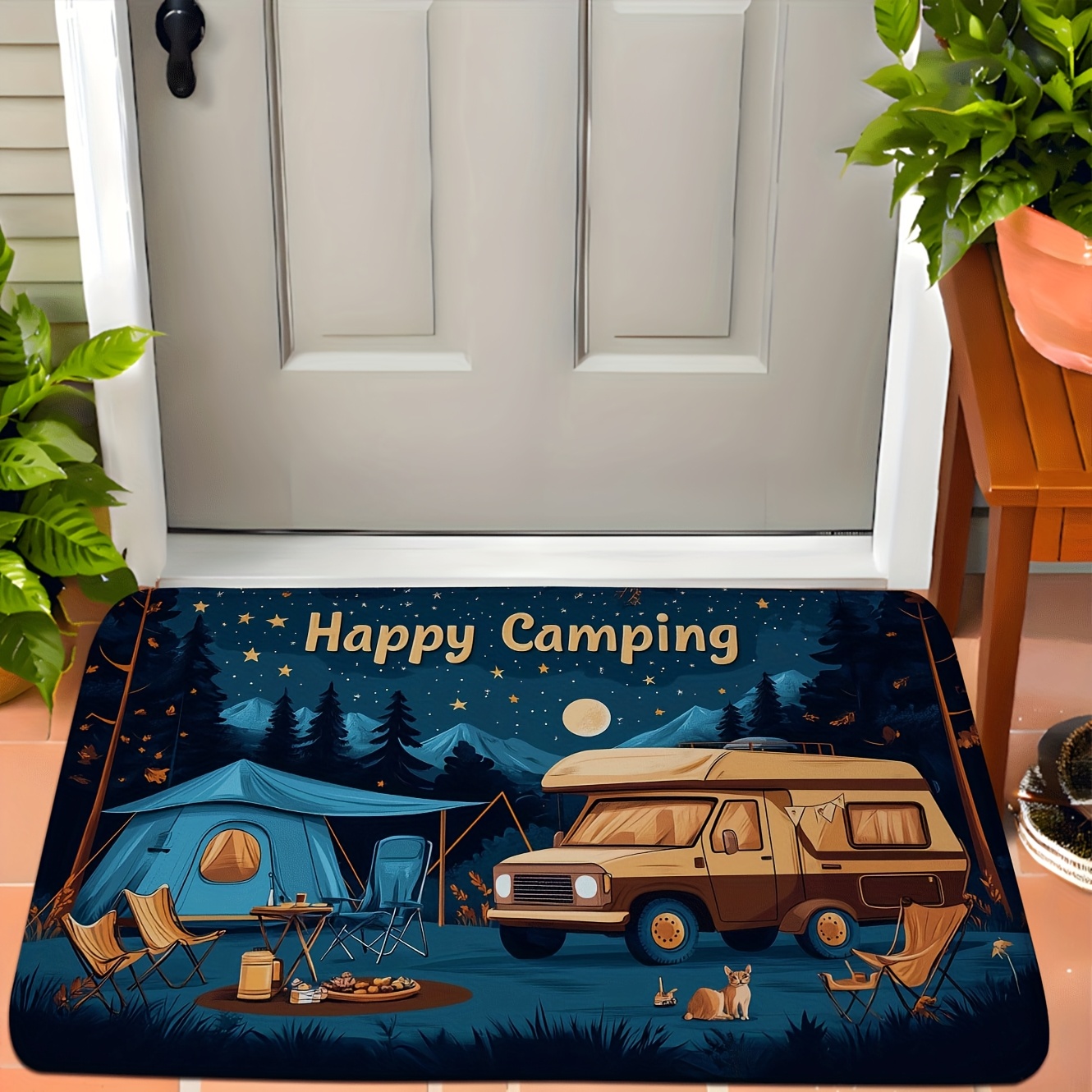 TEMU A Non-slip Camping Door Mat Suitable For Rvs And Campers, Designed For Indoor And Outdoor Front Entry Decoration. This Versatile Mat Machine