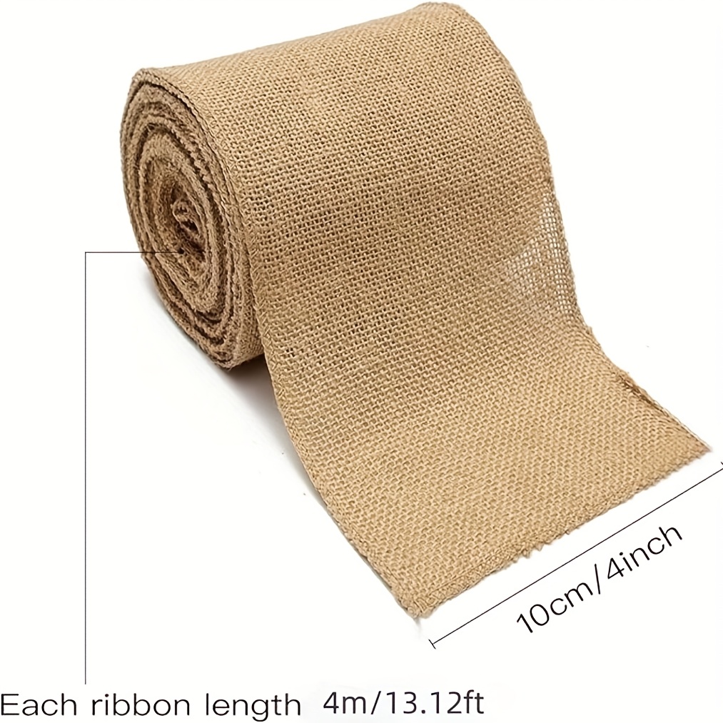 TEMU Hessian Brown Linen Fabric Roll Measuring 10/15/20 Cm Wide And 4 Meters Long - Suitable For Crafts, Christmas Tablecloths, Chair Drapes, Wedding