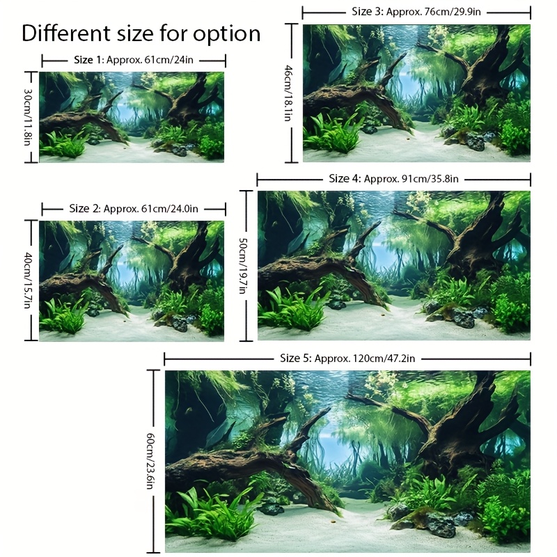 TEMU 1 Sheet Aquatic Forest Aquarium Background Sticker, Self-adhesive Durable Fish Tank Mural, Scratch Resistant...
