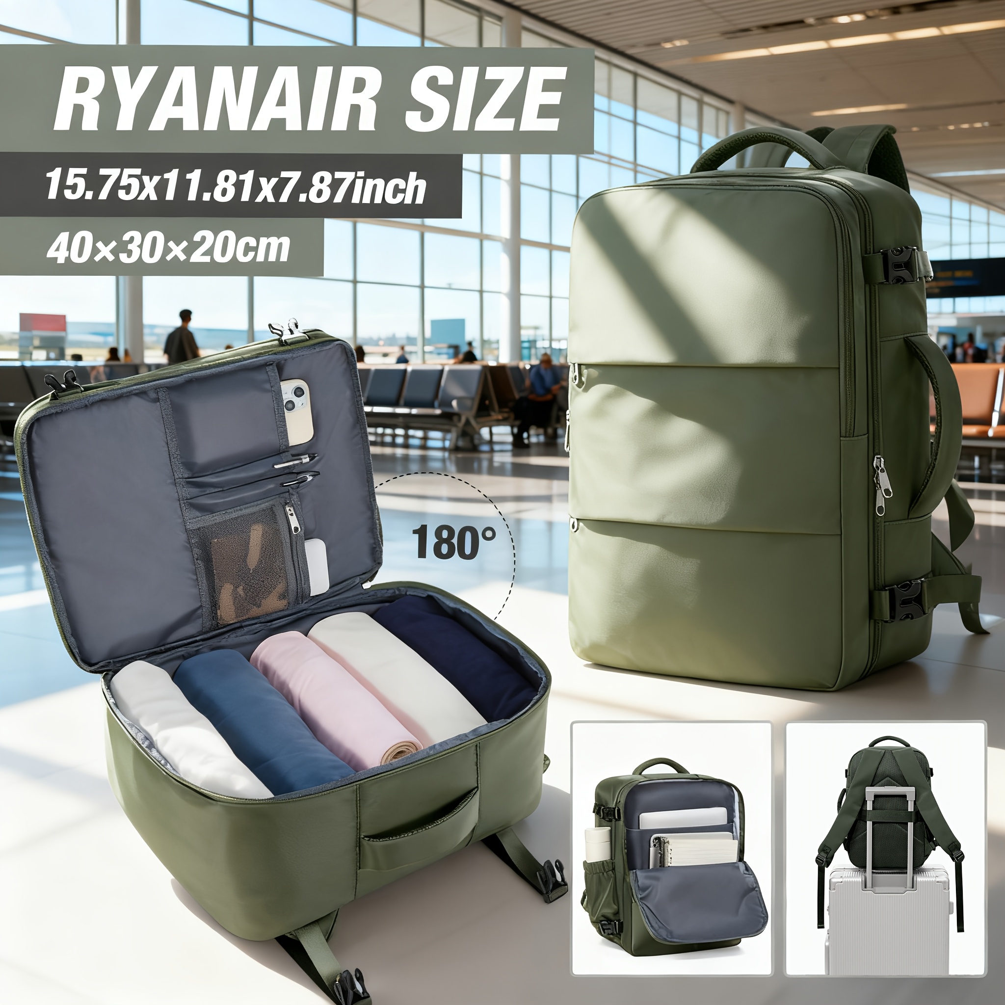 Obrázok položky ryanair príručné batožiny 40x30x20 cestovný batoh, veľkokapacitný turistický batoh pre mužov a ženy, príručná batožina na letadlo, lehký vonkajší batoh na krátke výlety a pracovné  , ryanair príručné batožiny   podsedák