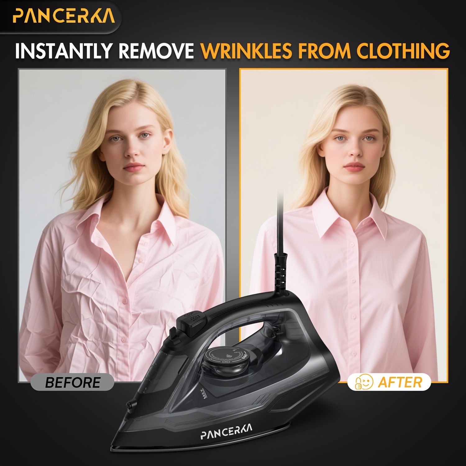 1pc   1600w electric steam iron  ing   non stick base plate adjustable steam   of steam   anti drip powerful long lasting steam for all fabrics eu plug Product details 5