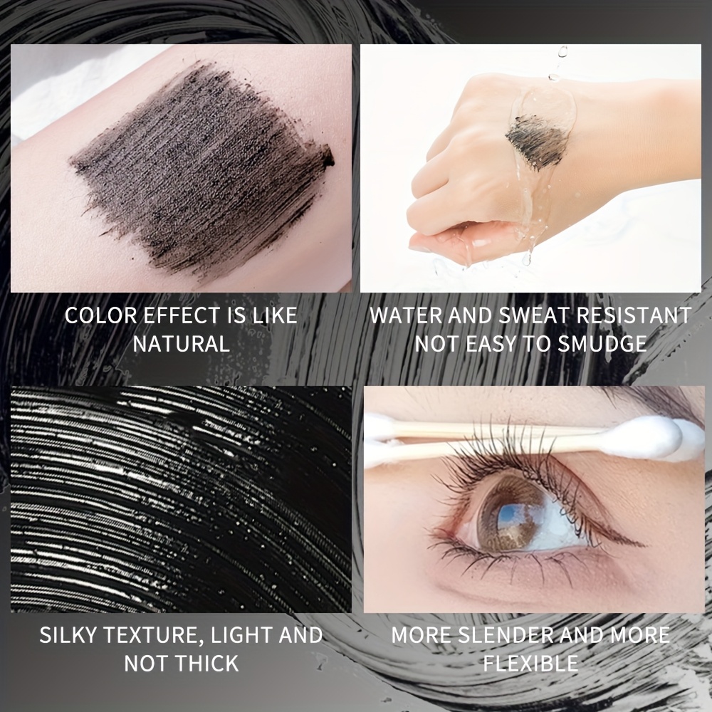 2pcs of HUASURV steel tube mascara, thickening, lengthening and curling, precise steel tube design to create a natural full effect, suitable for parties, music festivals (black), party makeup, holiday makeup, thick eyelash effect