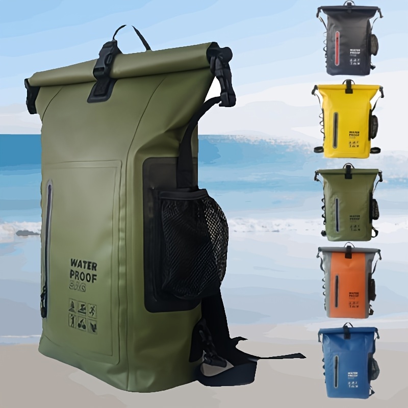 

25l Waterproof Pvc Backpack - Large Capacity, Ideal For Beach, River Tracing, Rafting, Hiking, Kayaking, Boating, Pool, Surfing & - Black, Mountain Climbing, Dry Bag