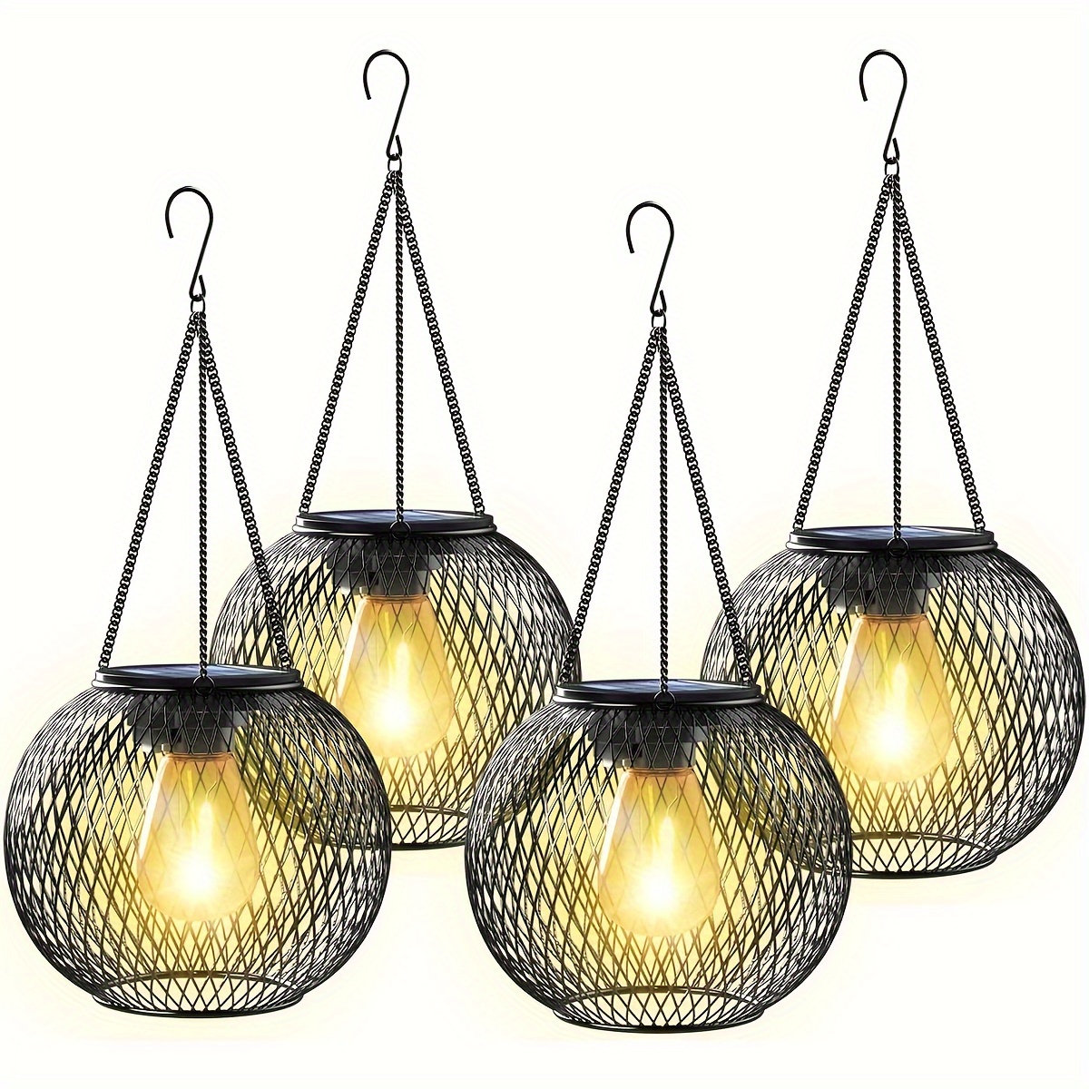 2pcs 4pcs new outdoor solar lantern   version hanging solar lamp outdoor garden metal chandelier decorative lighting solar tree light suitable for garden patio  