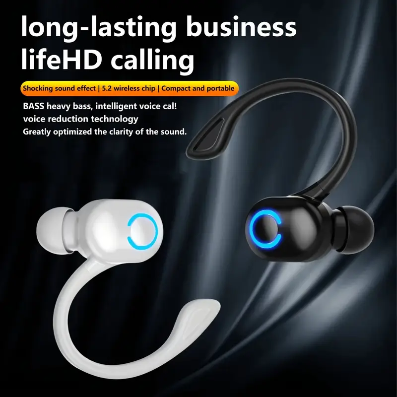 fit wireless earhook headset with mic noise cancelling wireless 50mah rechargeable battery volume control for iphone for samsung for android ideal for business truckers drivers wireless earbuds details 0