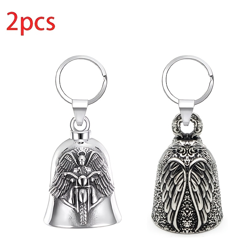 TEMU 2pcs Men's Bell Keychains, Motorcycle Charm Bells, Protective Bells, Keychains, Suitable For Motorcycle, Bicycle, Backpack Key Decoration