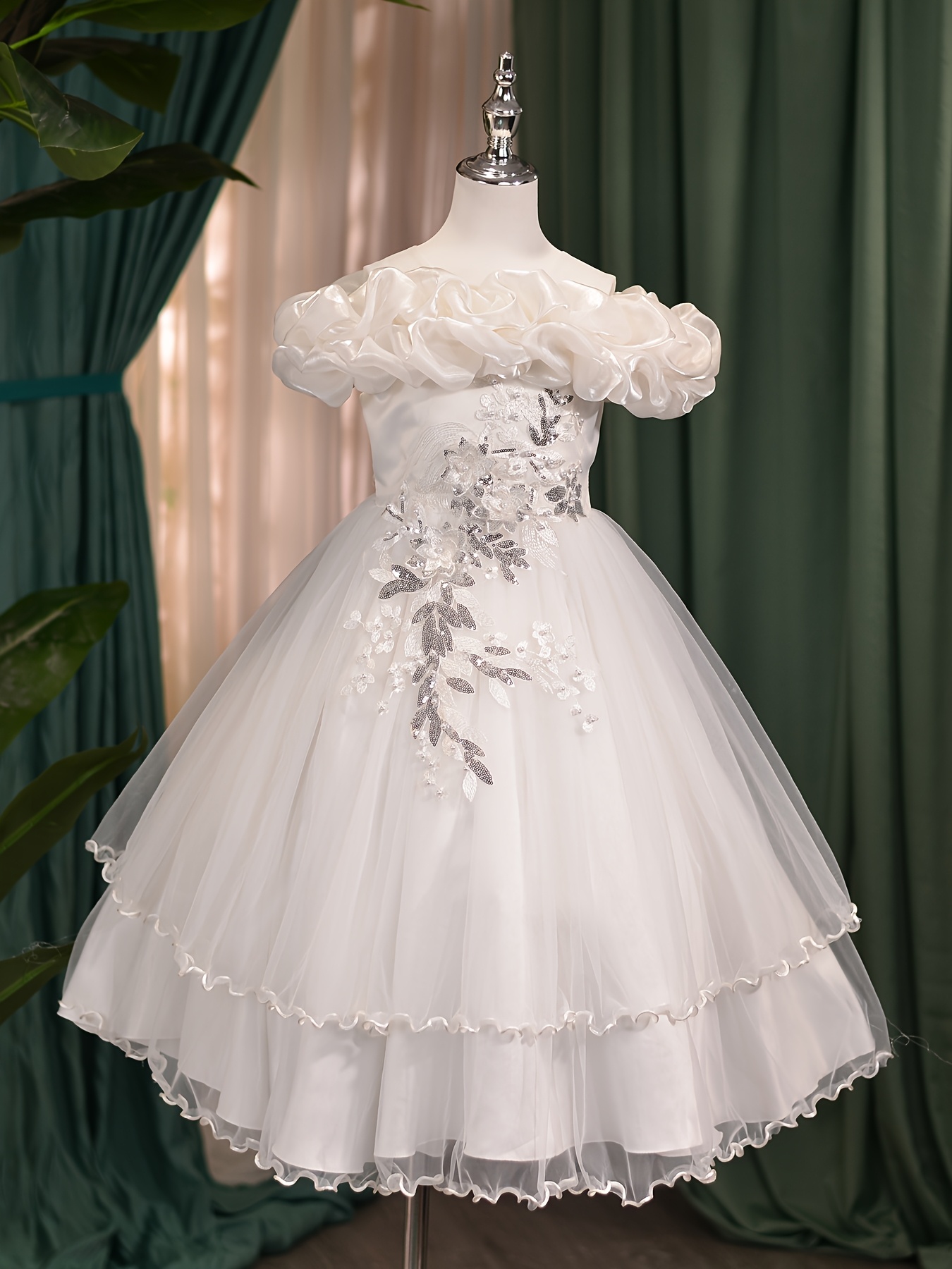 girls sleeveless princess dress floral embroidery tulle Temu Kuwait