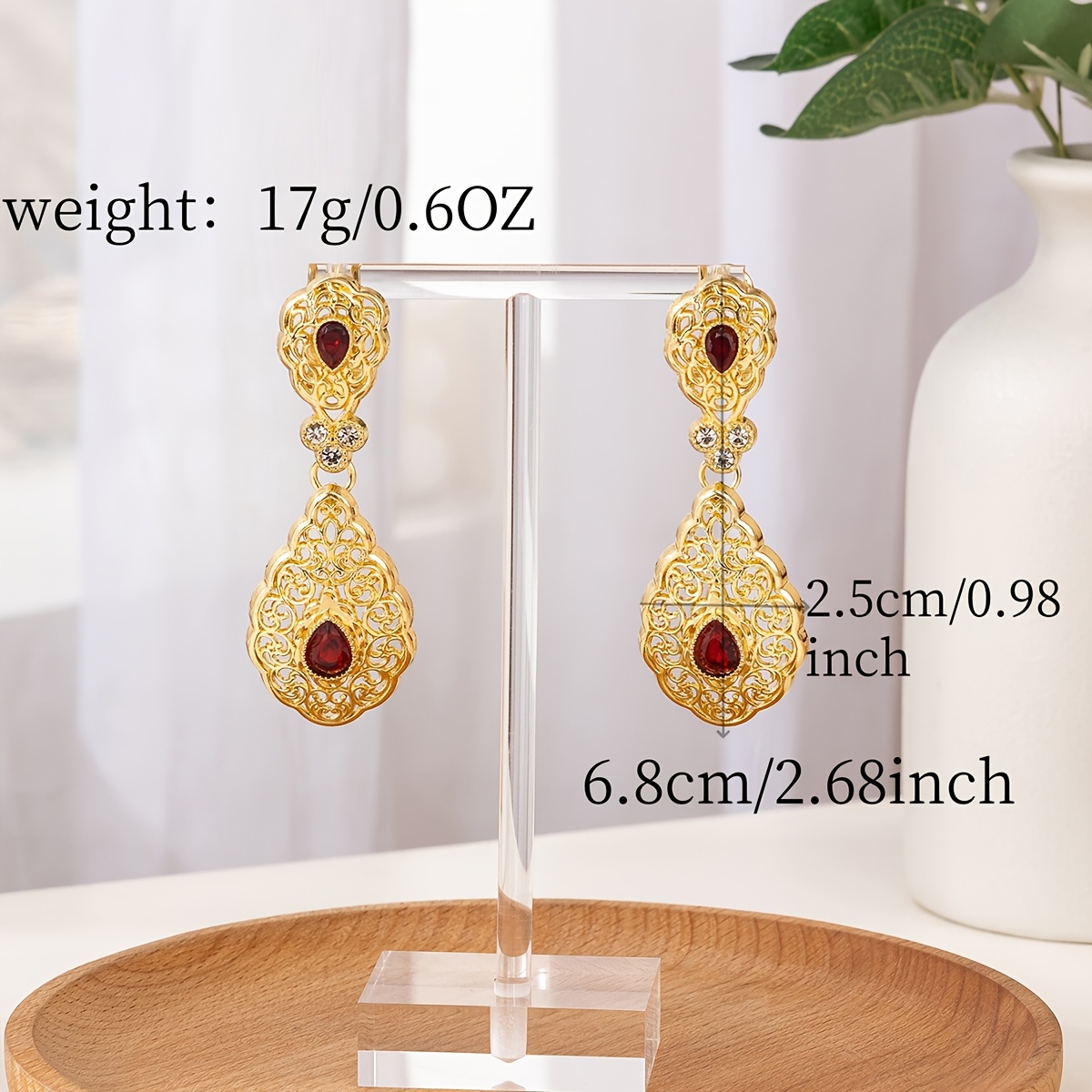 Classic Bride Water Drop Shape Earrings, Moroccan Wedding Jewelry