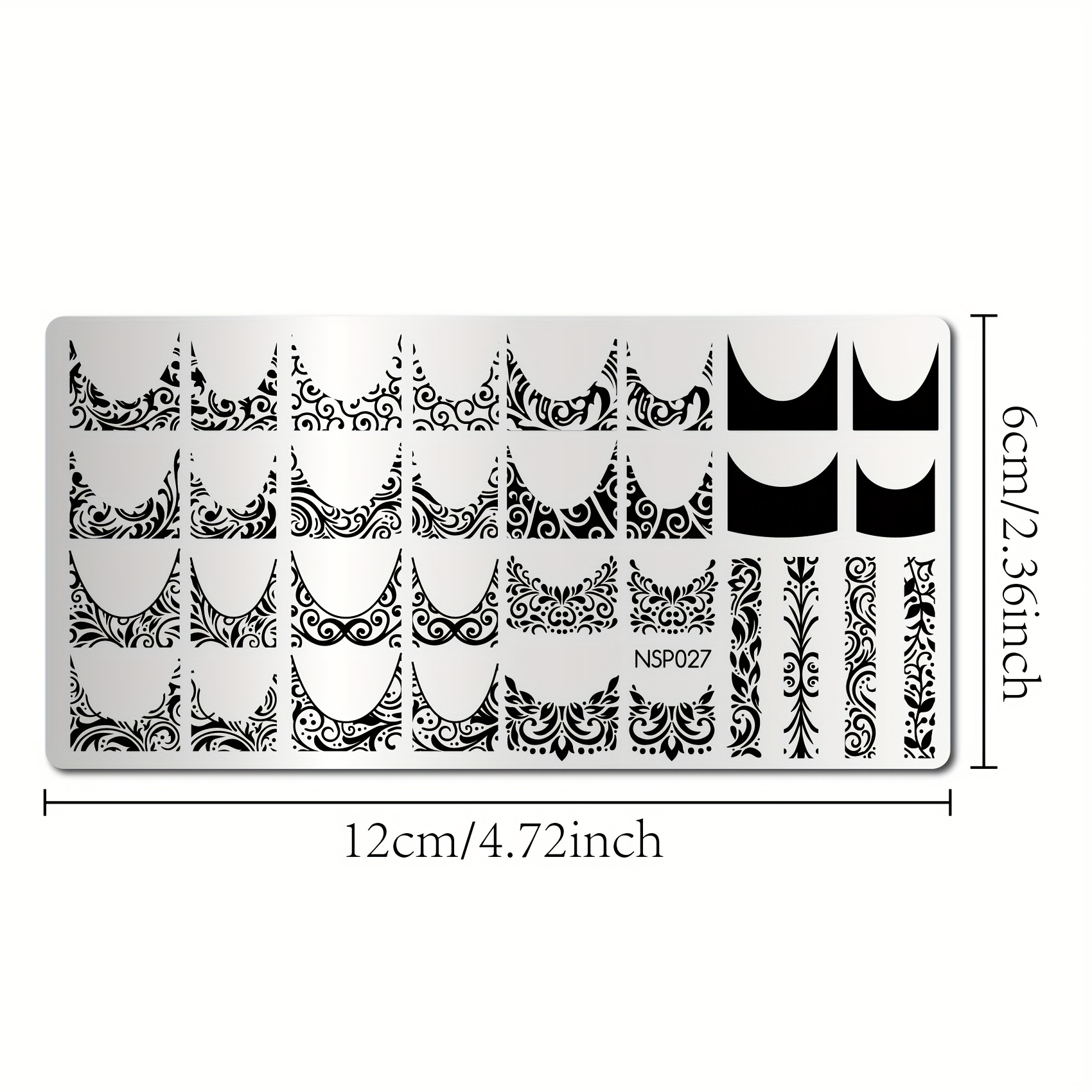 Image of Swirl Pattern For Nail Art Templates, French Manicure For Nail Stamping Plate Plant Floral For Nail Art Stencils Stainless Steel Stamping Plates For Nail Manicure Salon Tools