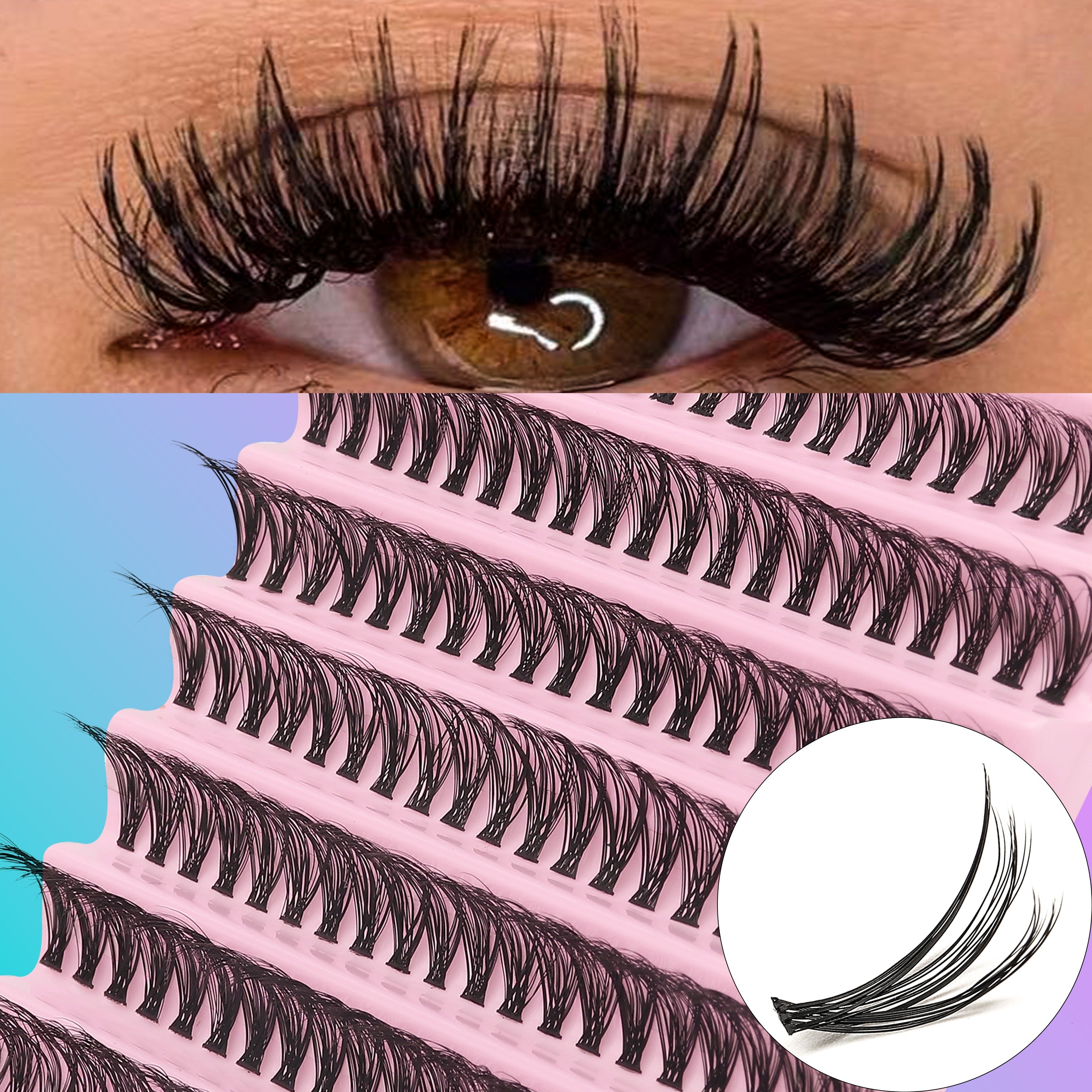 

200 Clusters Of Gathered Segmented Extension 30d Mixed Gathered Eyelashes 0.07mm Thick D 8mm-16mm Mixed Natural Style Russian Stripes Thick And Fluffy Eyelashes Handmade Mink Eyelashes Gathered