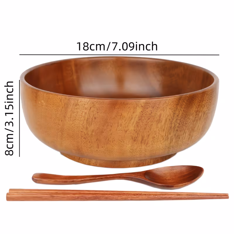 handcrafted solid wood round bowls large salad bowls noodle bowls soup bowls dessert and fruit salad bowls vintage wood bowls for home kitchens and hotel restaurants Product details 4