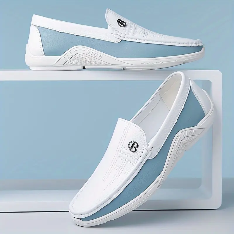 mens soft sole slip on trendy faux leather low top casual shoes for outdoor walking traveling details 5