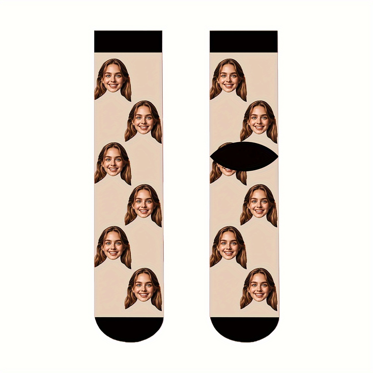TEMU 1 Pair Of Personalized Face Men's Mid-calf Socks With Custom , Stylish Custom-image Socks For Guys And Beautiful Girls/couples, Fun Custom-image