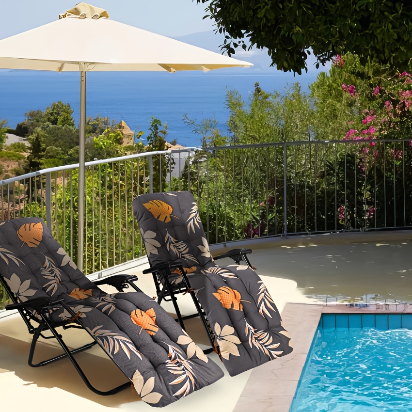 Image of Lounge Chair Cushion, Outdoor Lounge Chair Cushion, Thickened Lounge Chair Cushion, Autumn Coffee Leaf Pattern Chair , Balcony And Courtyard Chair Cushion 170*53*8cm