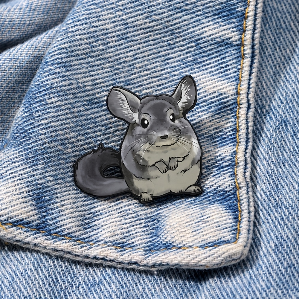 TEMU 1pc Adorable Watercolor Chinchilla Metal Enamel Pin -novelty Men's And Novelty Women' Wear Brooch Pin, Cute Niche Pet Theme Fashion Accessory,