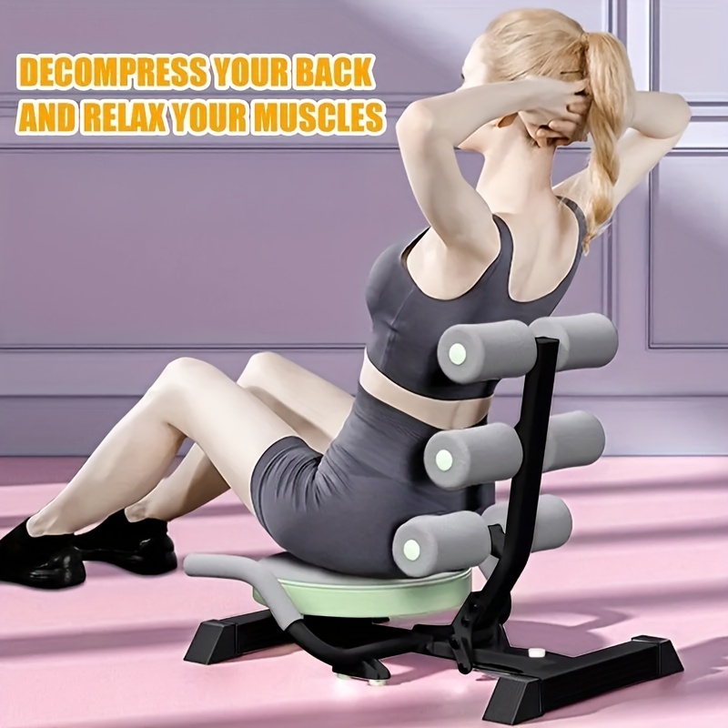 1pc Foldable Abdominal Exercise Equipment - Spring-Assisted Sit-Up Assistant with 360° Rotating Disk, Durable Iron, Transparent Pink - Ideal for Core Strengthening & Muscle Toning, Gym Accessories