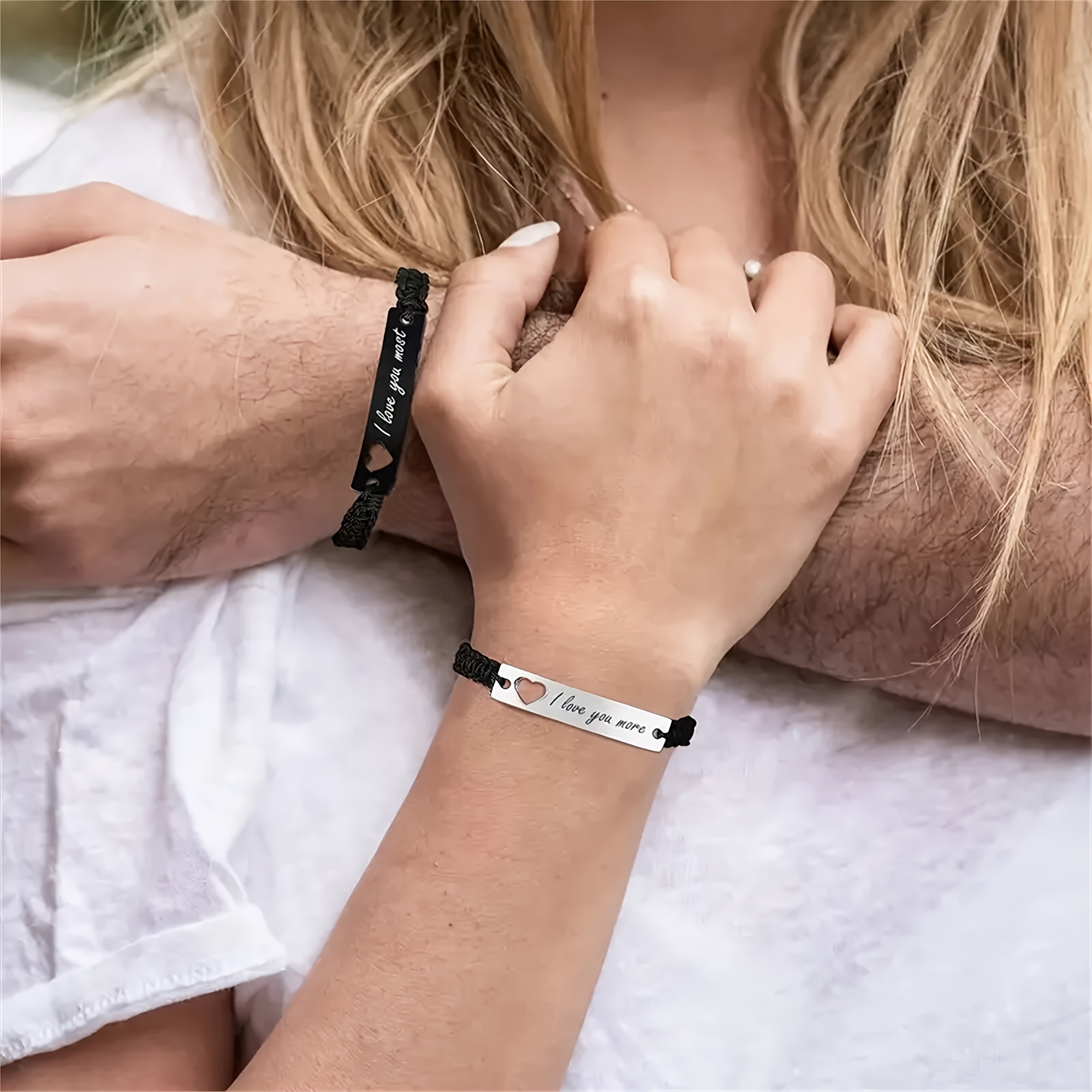 Custom Couple's Fashion Bracelet, Personalized Text & Symbols