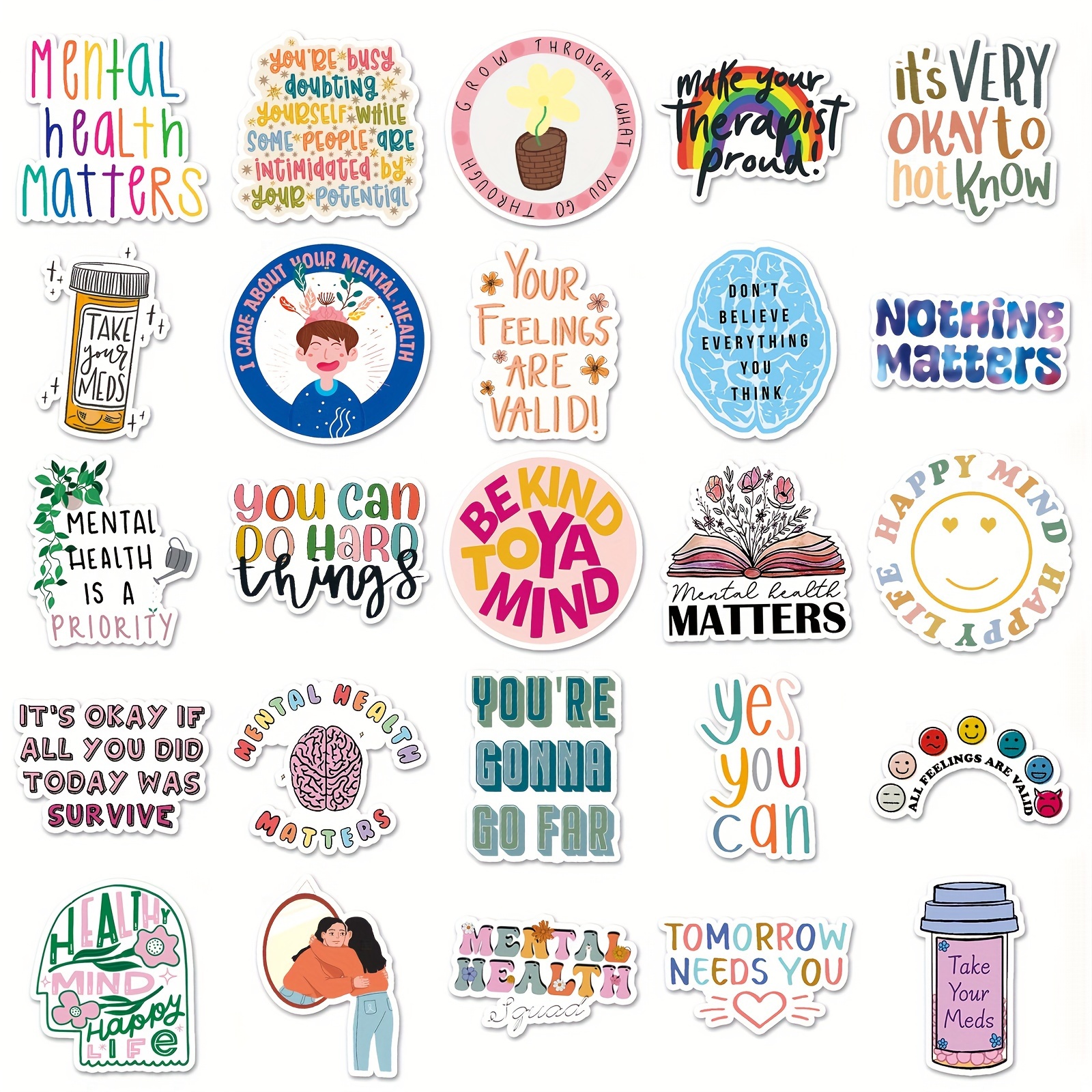 Mental Health Graffiti Stickers Prevent Depression Y Cute - Temu